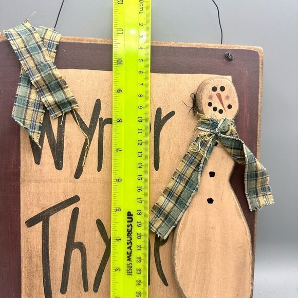 Primitive wooden snowman sign - Picture 8 of 8